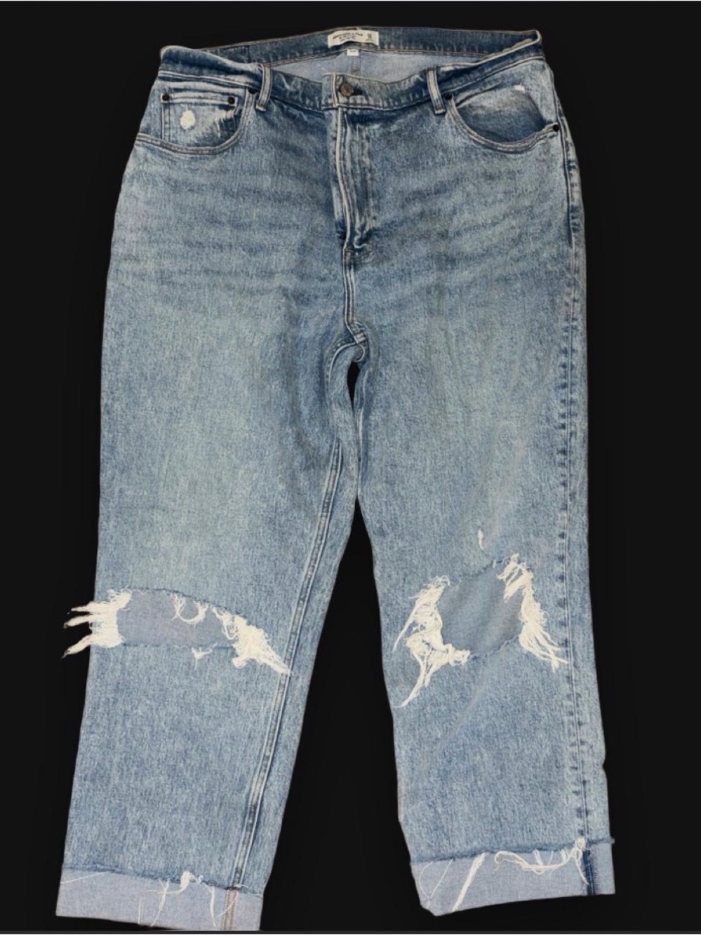 Abercrombie & Fitch Light Wash Distressed Straight-Leg Jeans